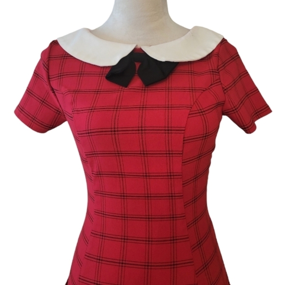 Unique Vintage Red Retro Eloise Midi Swing Dress Size XS / 2 - Picture 3 of 5